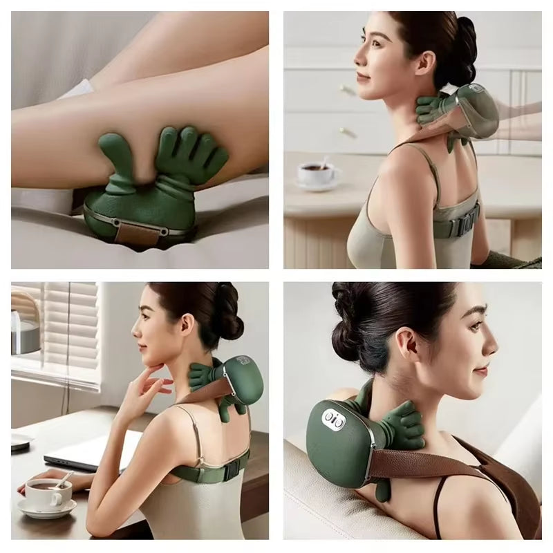 Electric Neck Massager & Back Massager Electric Deep Tissue Massage 4D Palm-Like Design Relieves Pain, Relaxes Muscles