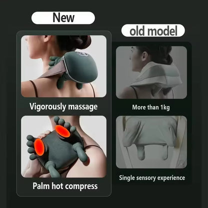 Electric Neck Massager & Back Massager Electric Deep Tissue Massage 4D Palm-Like Design Relieves Pain, Relaxes Muscles