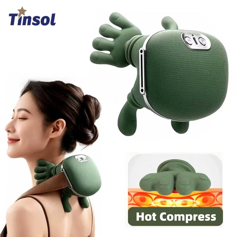 Electric Neck Massager & Back Massager Electric Deep Tissue Massage 4D Palm-Like Design Relieves Pain, Relaxes Muscles